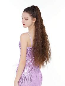 Phần mở rộng tóc tổng hợp đuôi ngựa xoăn cực dài - Light Brown - Xem 3