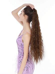 Phần mở rộng tóc tổng hợp đuôi ngựa xoăn cực dài - Light Brown - Xem 7