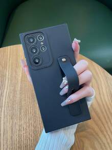 Solid Phone Case With Wrist Strap