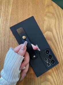 Solid Phone Case With Wrist Strap