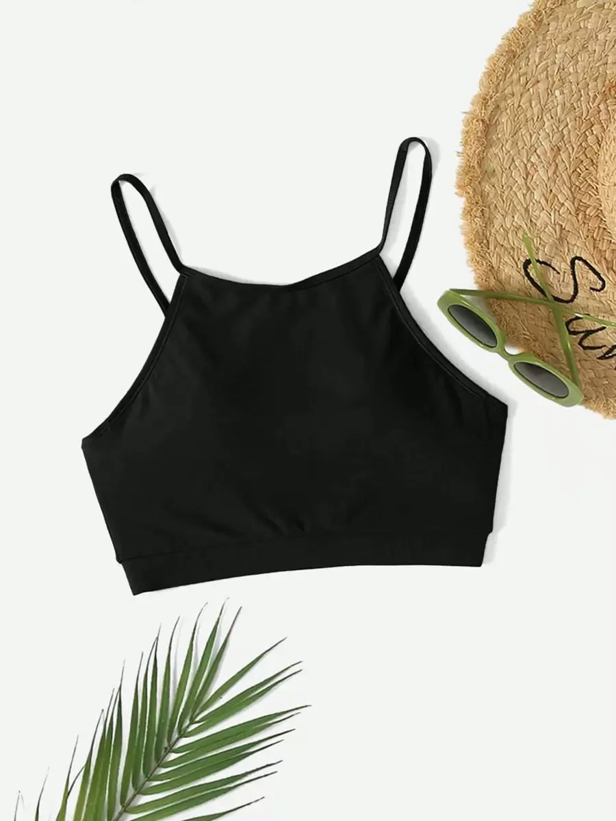 SHEIN Swim Top tankini unicolor con correa ajustable