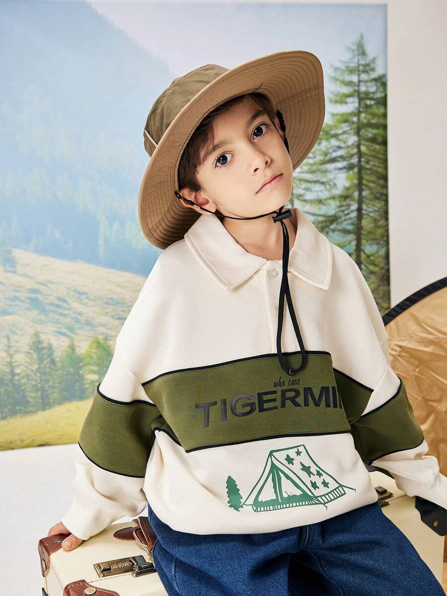 寬鬆撞色運動衫,理想適用於每天穿戴和戶外 - 杏色 - 查看 1