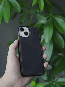 Stitch Detail PU Phone Case,International Version, Not The Domestic Version - Black - View 2