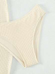 Swim Basics Bộ Bikini Nữ Lộ Lưng Hội Chữ thập Dây kéo màu trơn - Màu be - Xem 5