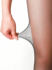 Solid Minimalist Tights - Black - View 4