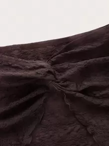 SHEIN ICON Twist Split Hem Tube Top - Chocolate Brown - View 4