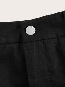 Muchica 素色斜口袋短褲 - 黑色 - 查看 3