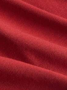 ROMWE PUNK Letter Graphic Super Crop Top, School - Burgundy - View 3