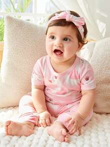 Baby Cartoon Graphic Jumpsuit - Pink - View 1