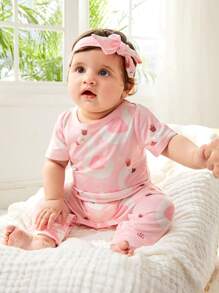 Baby Cartoon Graphic Jumpsuit - Pink - View 6