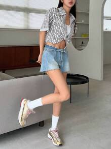 DAZY 滿版圖案短款襯衫