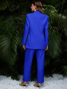 Aveloria Blazer de solapa única y pantalones - azul real - Ver 2