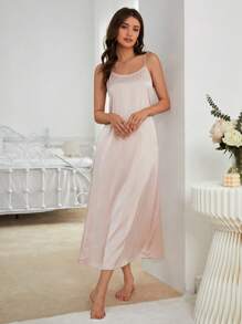 Váy ngủ & áo ngủ Nữ màu trơn - Màu Hồng baby - Xem 1