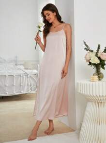 Váy ngủ & áo ngủ Nữ màu trơn - Màu Hồng baby - Xem 3