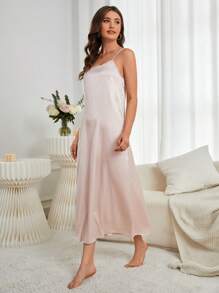 Váy ngủ & áo ngủ Nữ màu trơn - Màu Hồng baby - Xem 4