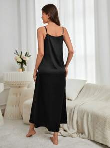 纯色缎面吊带睡衣长裙 Luxeloungewear