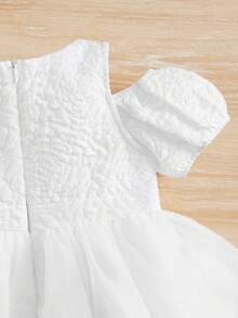 SHEIN Trang phục dự tiệc cho em bé Dây kéo Đề can Ruy băng Hoa - trắng - Xem 4