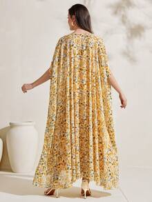 Mulvari Allover Floral Print Open Front Coat & Tube Dress - Yellow - View 2