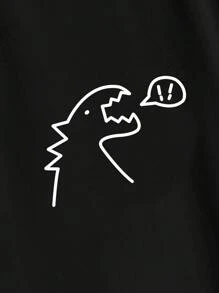 Manfinity RebelGame Men Plus Cotton Dinosaur Print Tee - Black - View 3