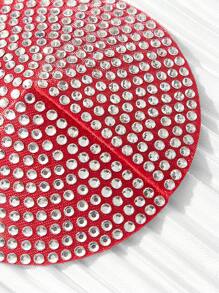 1 par Cubierta de pezón con diseño de diamante de imitación - Rojo - Ver 4