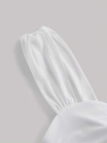 SHEIN MOD Plus Solid Cami Top & Ruched Bodycon Skirt - White - View 3