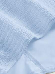 SHEIN MOD Square Neck Frill Trim Virago Sleeve Tie Backless Crop Blouse - Baby Blue - View 6