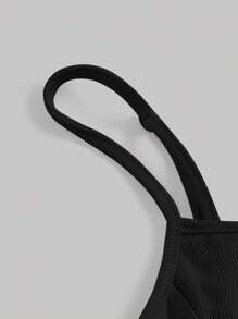 SHEIN x Marika Sila SHEIN MOD Solid Seam Front Decorative Lines Black Cami Top