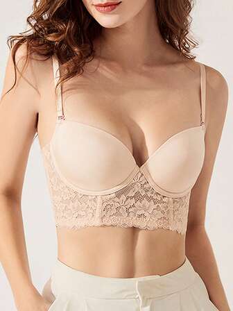 蕾絲拼接鋼圈胸罩