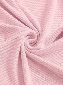 SHEIN MOD فستان كامي ربطة امامية طية صدر بربطة كتف مقلم نمط نبات الخس