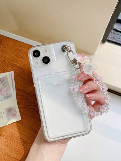 Apple Clear Card Slot Anti-Fall Phone Case With Lanyard Waterproof Shockproof Scratch Resistant