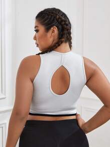 Plus Cut Out Back Sports Tank Top - White - View 2