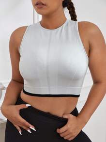 Plus Cut Out Back Sports Tank Top - White - View 3