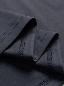 Áo thun & Áo lót Nam Con số Slogan Giải trí - Màu xanh bụi bặm - Xem 5