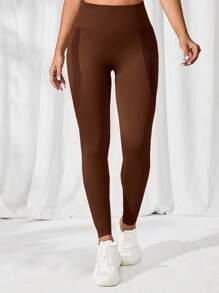 Seamluxe SHEIN Sport Tummy Control Solid Sports Leggings