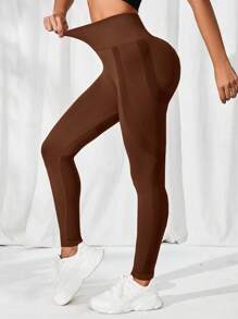 Seamluxe SHEIN Sport Tummy Control Solid Sports Leggings