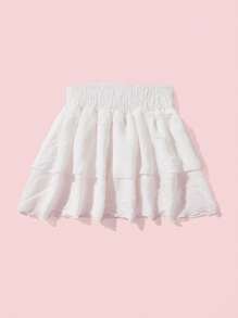 SHEIN Swim Mod 打褶層疊荷葉邊下擺腰帶沙灘纏腰式半身裙