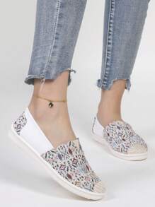 Women Geometric Pattern Casual Shoes, Sport Outdoor Fabric Slip On Shoes - Multicolor - View 2