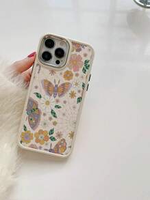 蝴蝶和花卉圖案防摔手機殼 - 彩色 - 查看 4