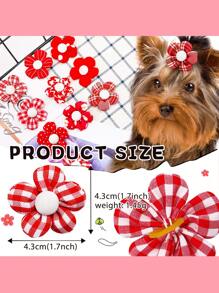 5 Cái Hoa Thiết Kế Cà Vạt Lông Thú Cưng Ngẫu Nhiên Cho Chó Và Mèo Để Trang Trí - Đỏ và trắng - Xem 8