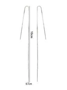 Nooxian 1 đôi bông tai xỏ khuyên tối giản thời trang cho phụ nữ để trang trí hàng ngày - Bạc - Xem 3