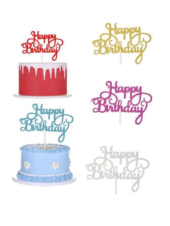 10 st/set Papperstårtdekoration, bokstavsdekor för tårttoppen för födelsedagsfest