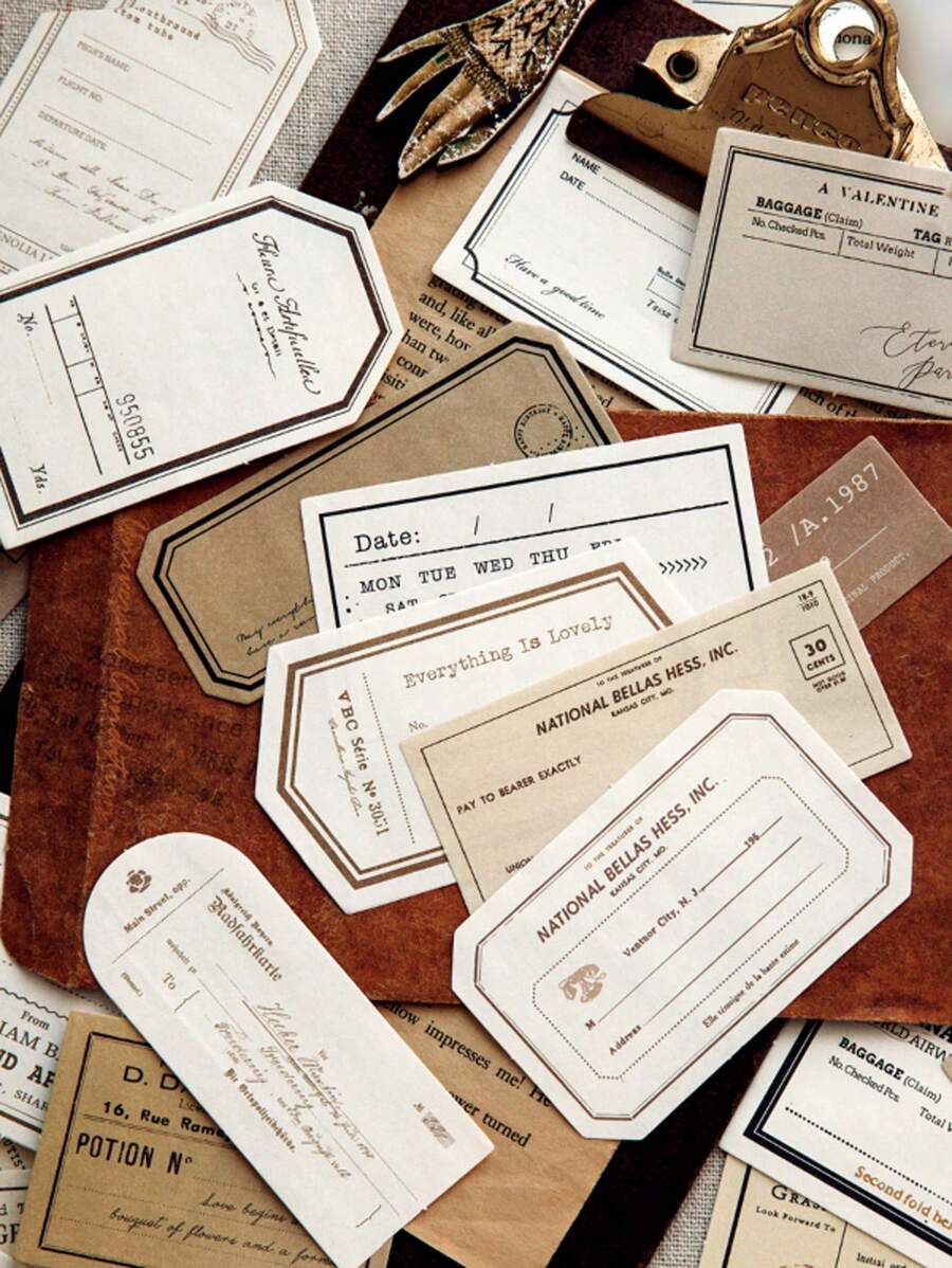 MOCARD 100 cái thẻ thiết kế vật liệu giấy, giấy trang trí đa năng cổ điển cho thủ công DIY, trang trí, tài khoản cầm tay - màu nâu - Xem 1