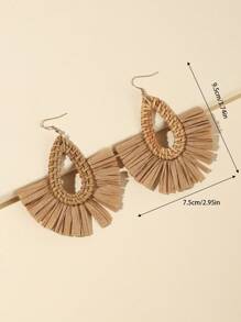 Pendientes con gota de agua con diseño de fleco - Marrón - Ver 3