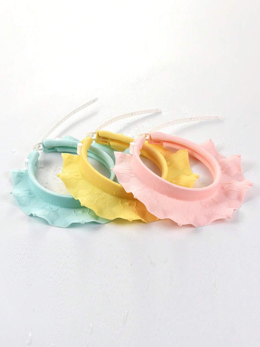 1pc Baby Random Solid Adjustable Waterproof PP Shower Hat - Multicolor - View 1