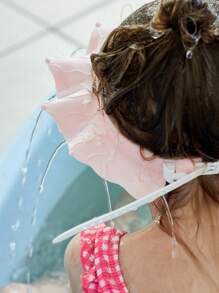 1pc Baby Random Solid Adjustable Waterproof PP Shower Hat - Multicolor - View 4