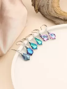 3 Paar/Set Modisch Barock Ahornblatt Künstlich Kristall, Ohrring mit Set für Perfekt für Date Geschenk