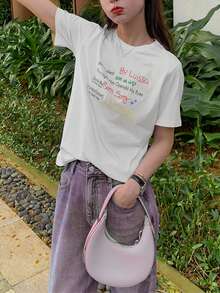 Slogan Graphic Tee - White - View 5