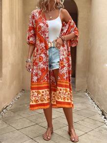 SHEIN VCAY Kimono con estampado floral con parte delantera abierta - Multicolor - Ver 1