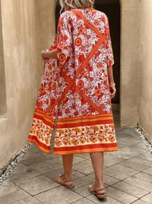 SHEIN VCAY Kimono con estampado floral con parte delantera abierta - Multicolor - Ver 2