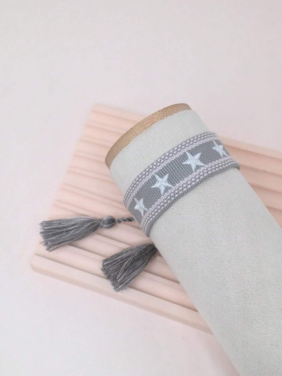 星星刺繡流蘇裝飾手環 - 灰色 - 查看 1